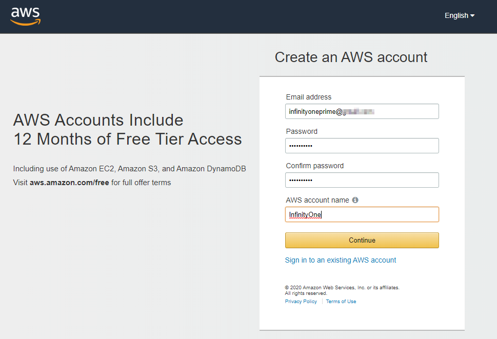 VM – Amazon AWS – Creating Web Services Account – Documentation E-MetroTel